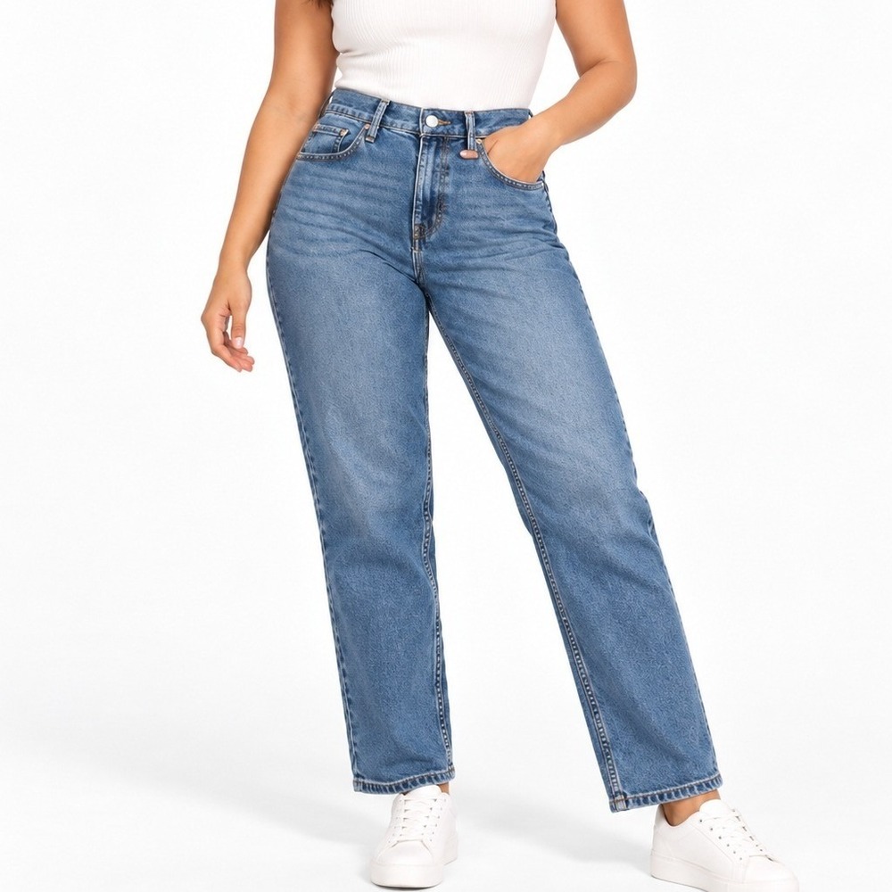 Calvin Klein Jeans Women's 14 High Rise 90's Straight Leg Medium Wash Blue Denim